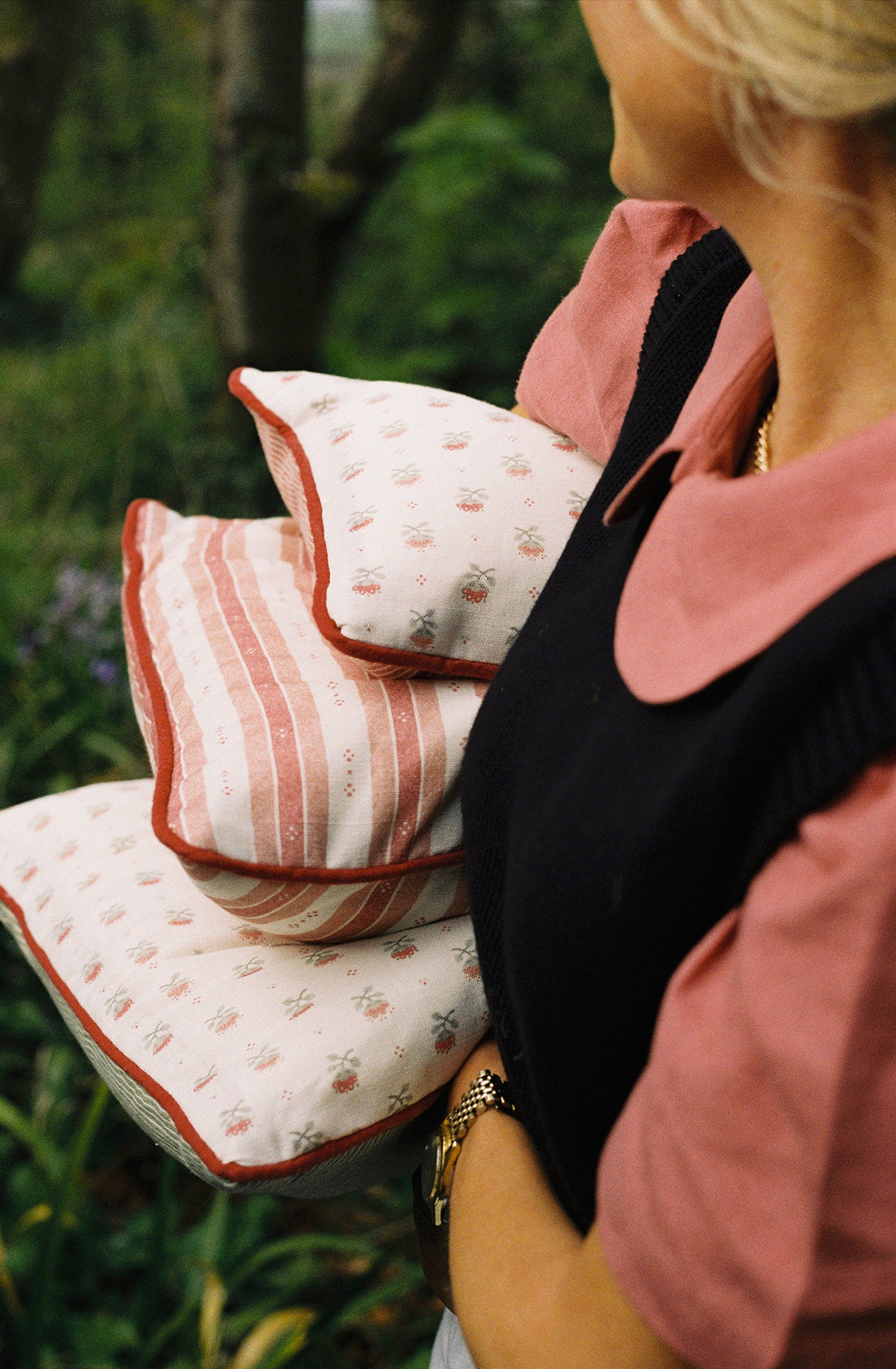 Salzburg Stripe Red & Pink Cushion – Rectangle