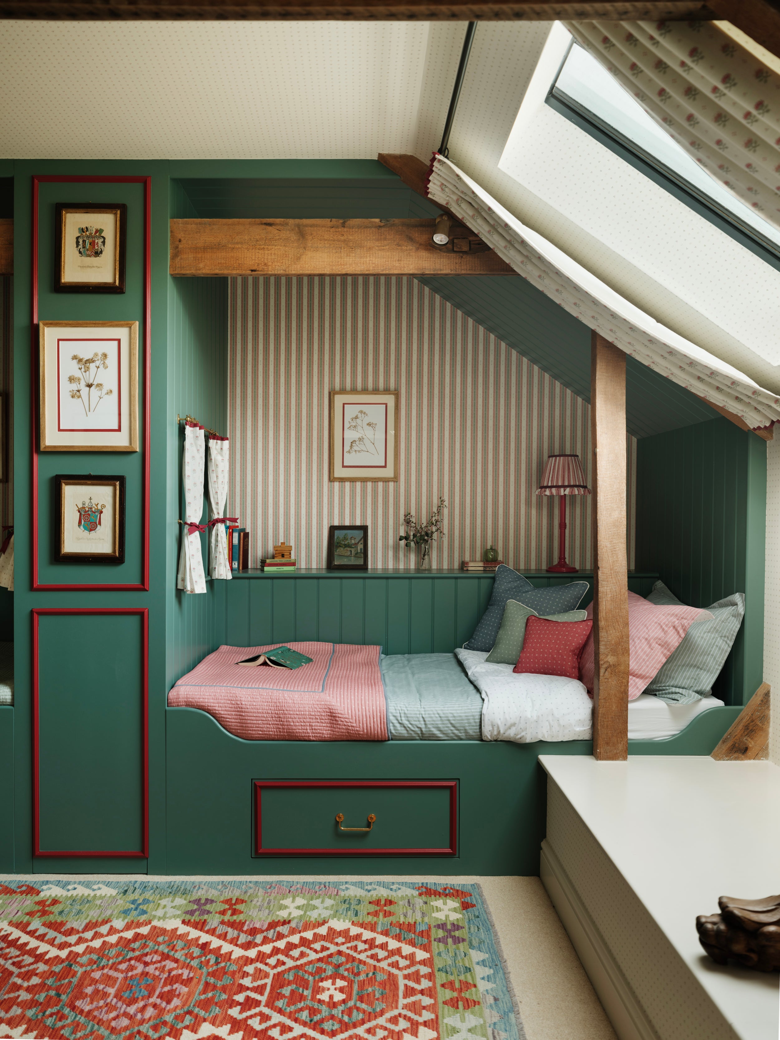 Minni Ticking Bedding Set - Alpine Green