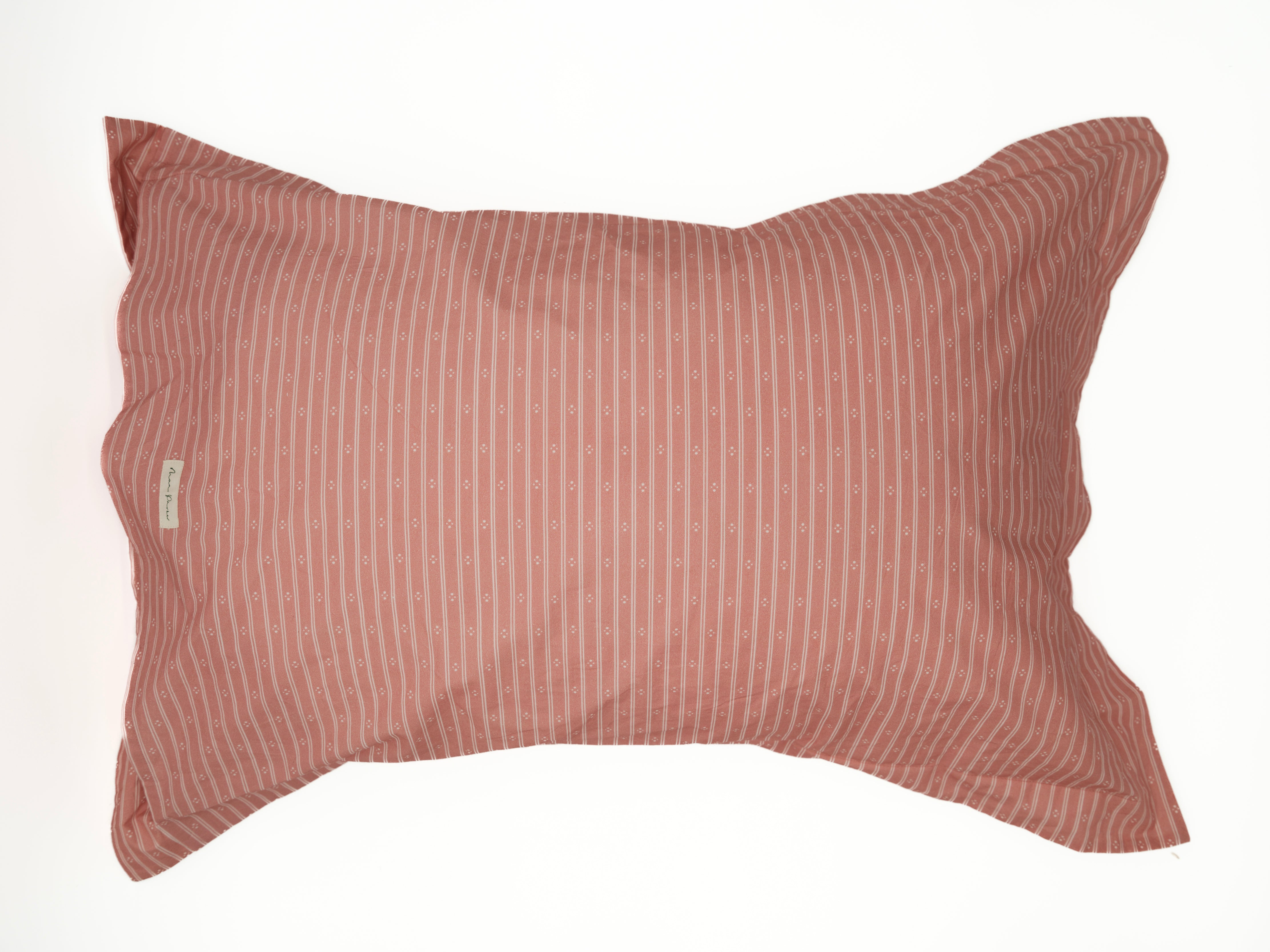 Minni Ticking Pillowcase - Soft Red