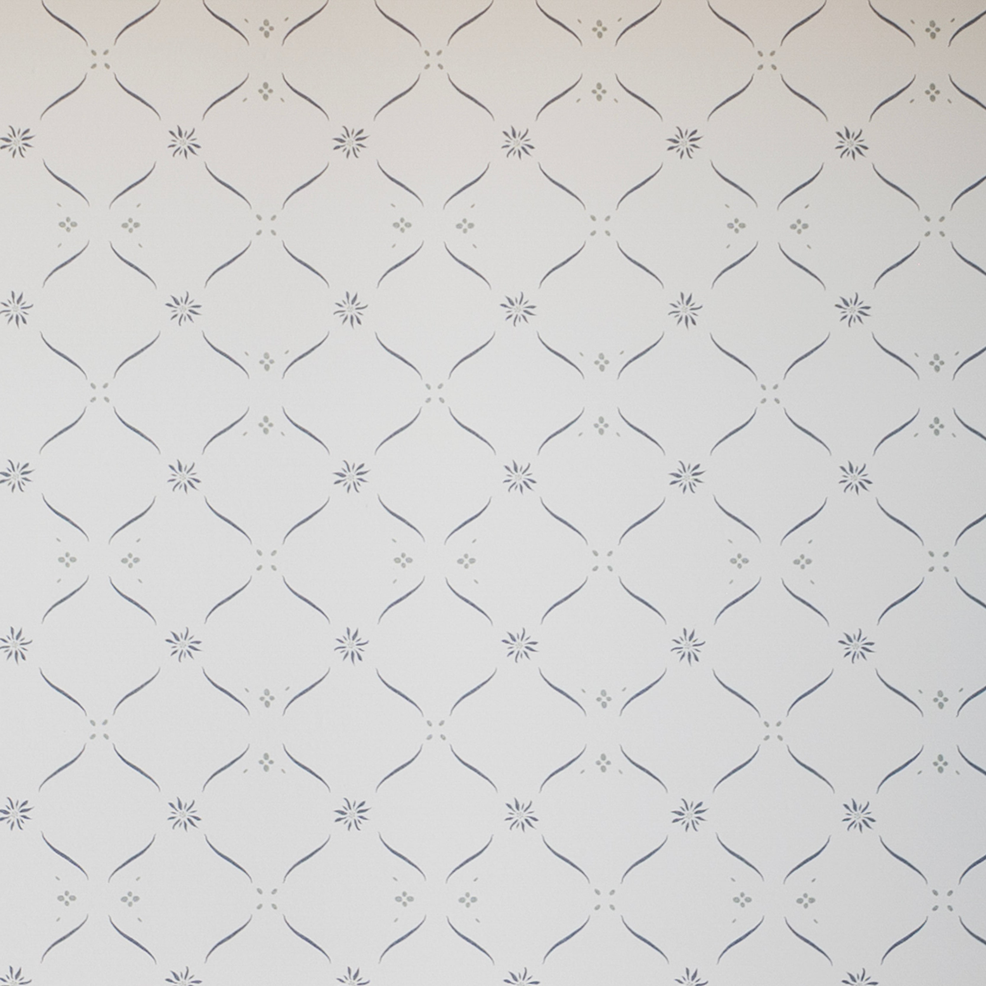 Edelweiss Trellis Wallpaper - Loden Blue and Alpine Green on White