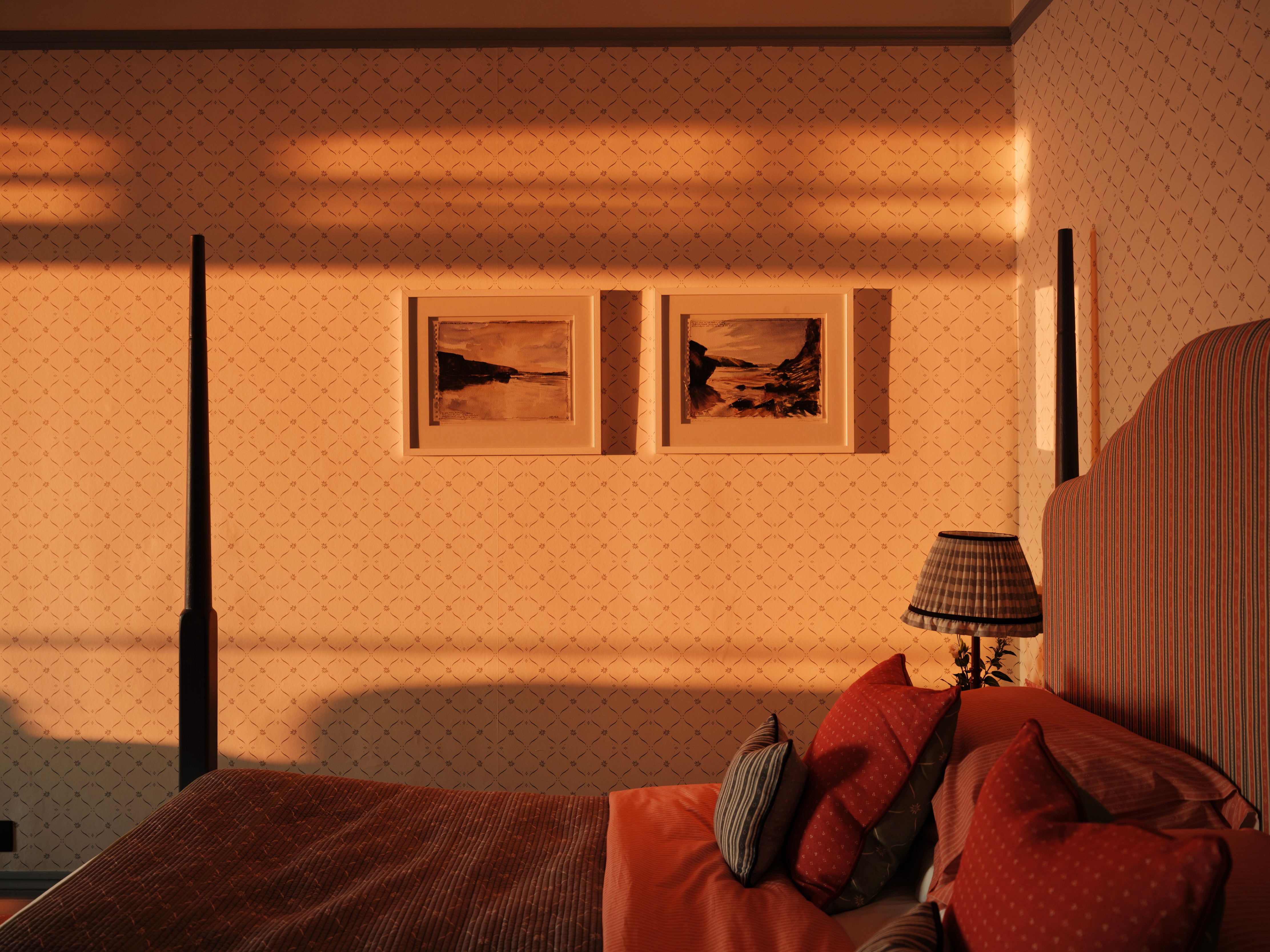 Edelweiss Trellis Wallpaper - Loden and Bryony Blue on White