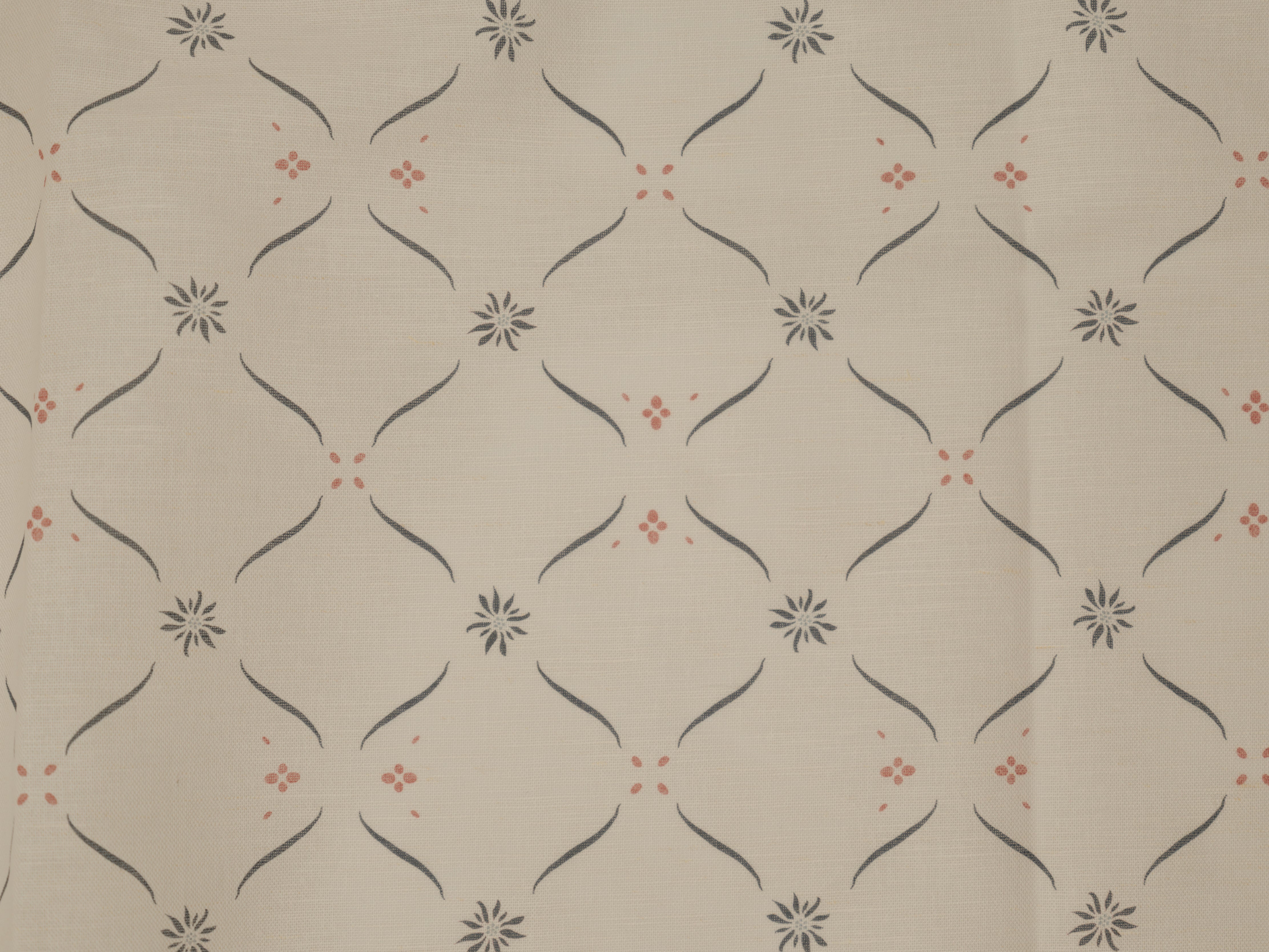 Edelweiss Trellis - Loden Blue and Soft Red on White