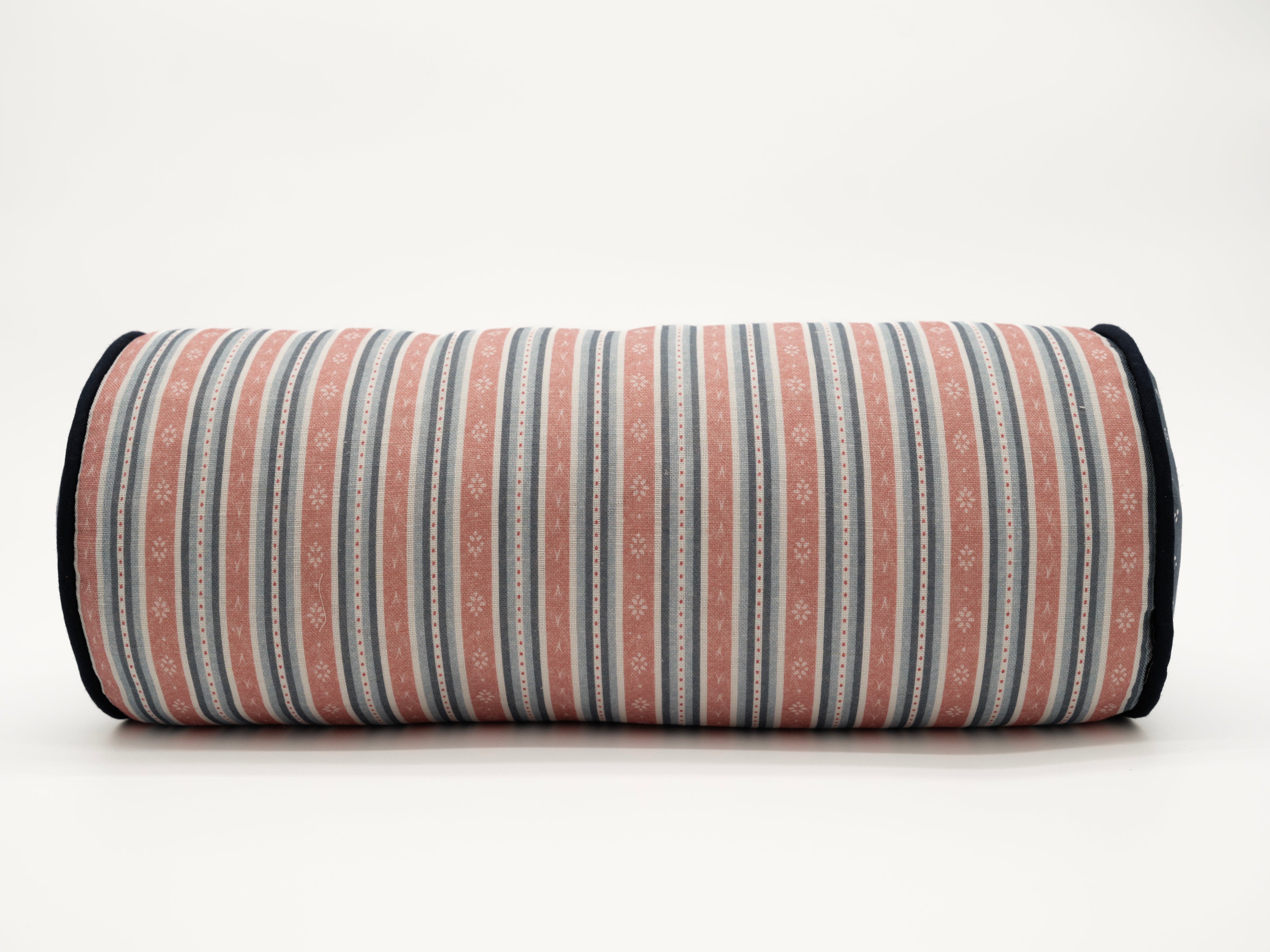 Landhaus Bolster Cushion - Soft Red and Loden Blue