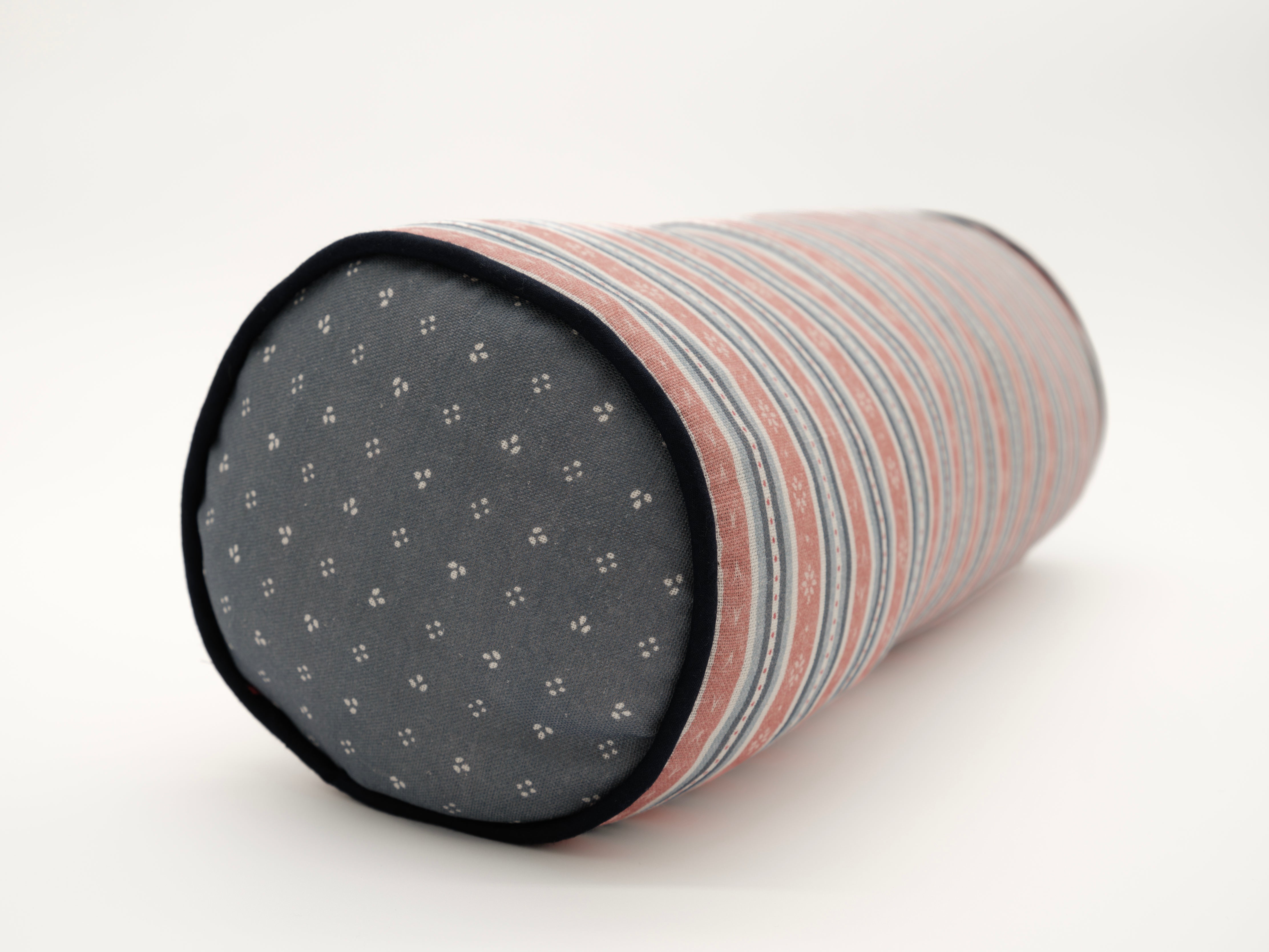 Landhaus Bolster Cushion - Soft Red and Loden Blue